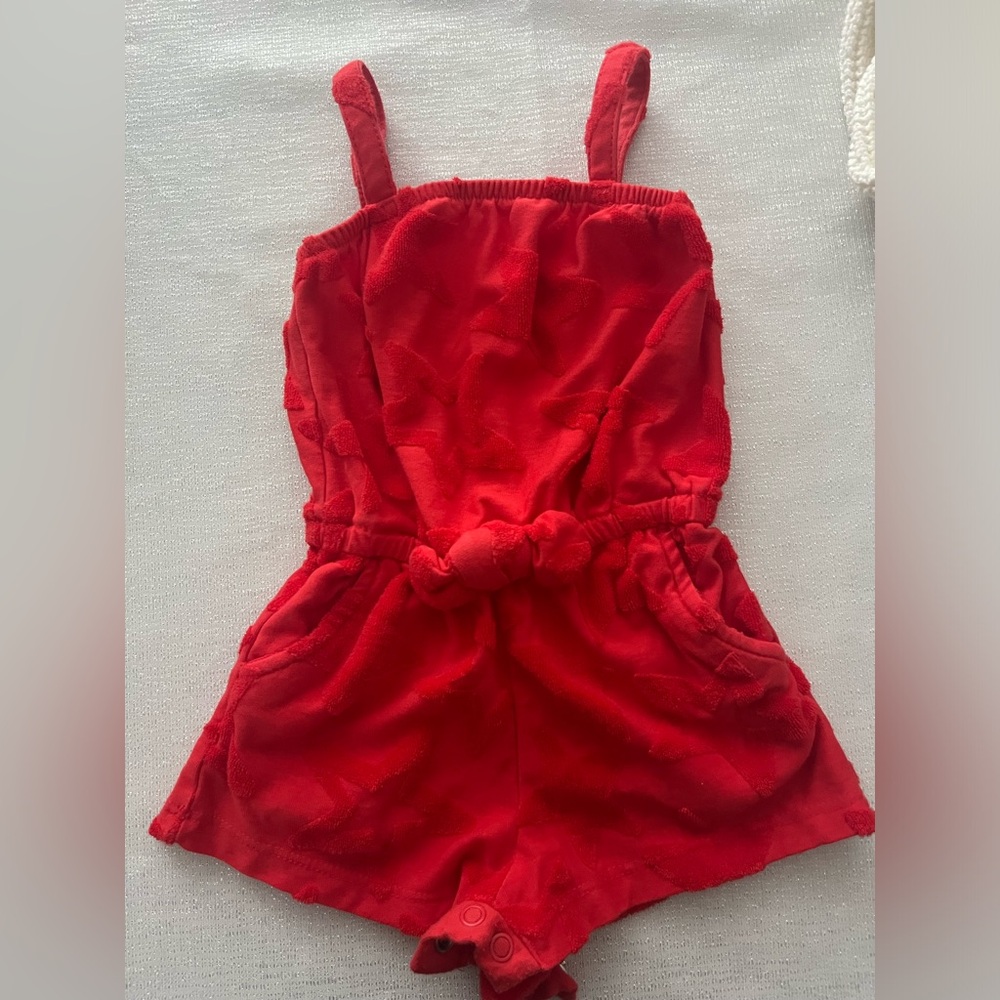 9M Cat & Jack Star Spangled Romper. Terry Cloth Star detail. Like New Quality.